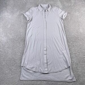 James Perse Shirt Dress‎ Womens 1 Small Grey Button Front Rolled Cuffs High Low